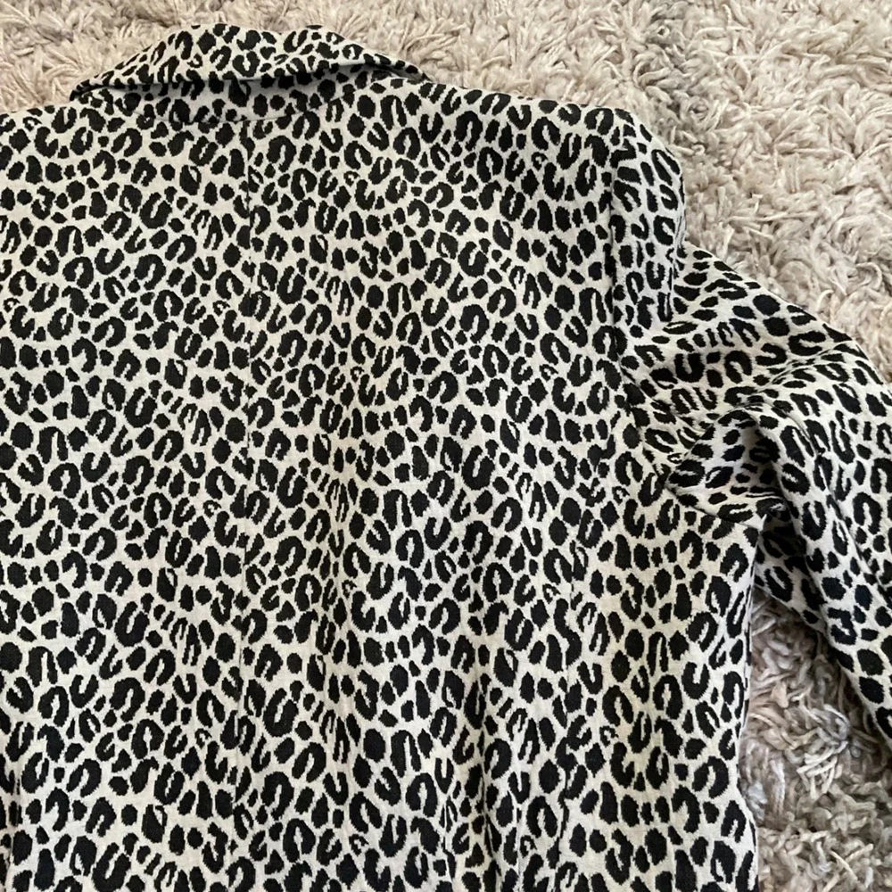 Notations‎ Petite Womens Leopard Print Blazer Black White Zipper Pockets PL